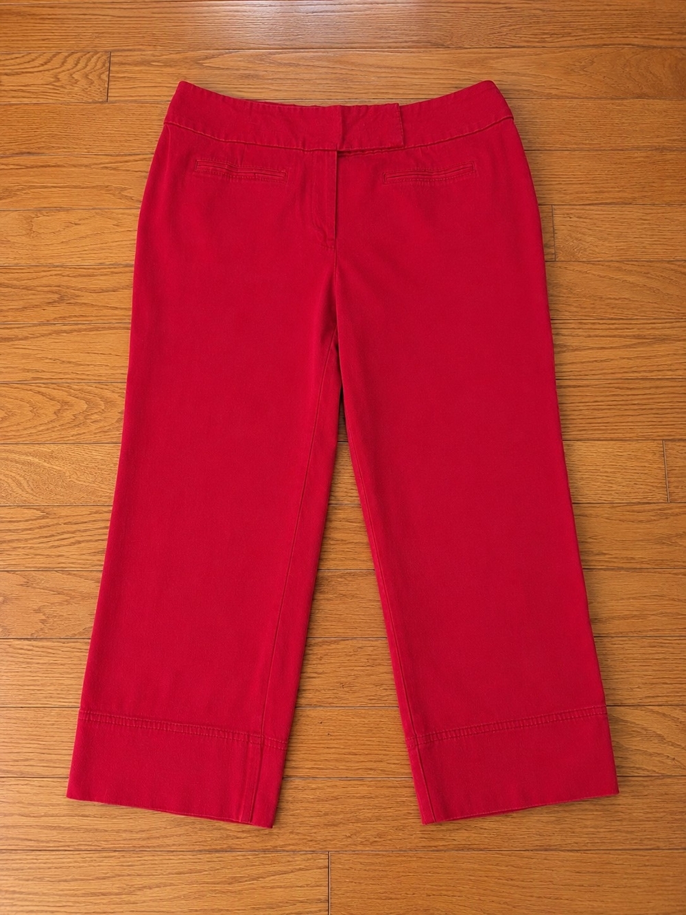 Kathy Ireland Vintage Women Red Capri Pants Sz 16 Cropped Stretch Casual Career